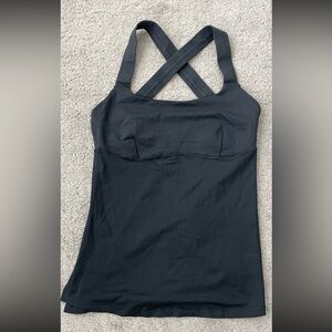 Lululemon size 6 black tank top with crisscross back thicker straps.